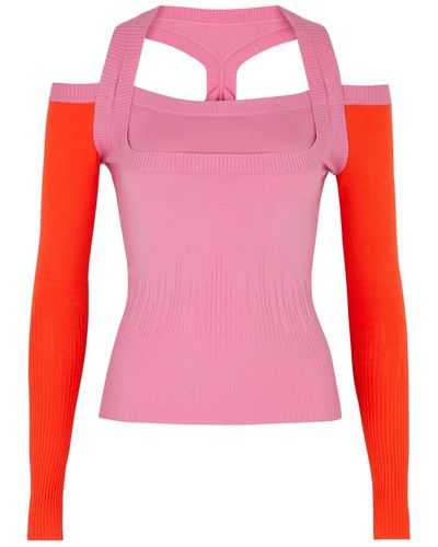 GIMAGUAS Latte Cut-out Knitted Sweater - Pink