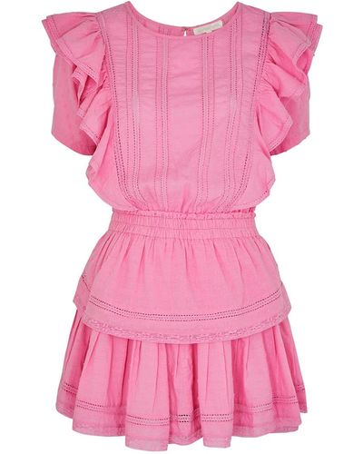 LoveShackFancy Natasha Paneled Cotton Mini Dress - Pink