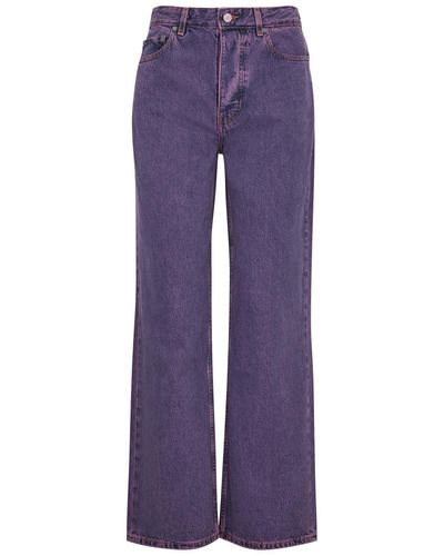 Ganni Izey Overdyed Bleached Jeans - Purple