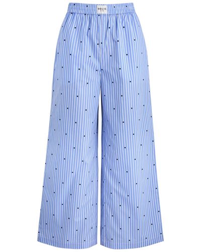 ROTATE SUNDAY Striped Logo Cotton Trousers - Blue