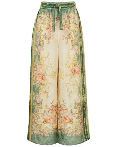 Zimmermann August Printed Silk Trousers - Natural