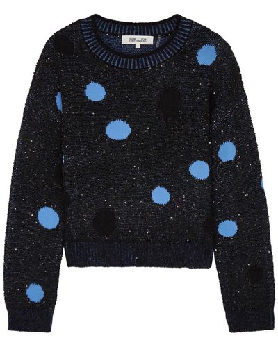 Diane von Furstenberg Phillipa Polka-dot Knitted Jumper - Blue