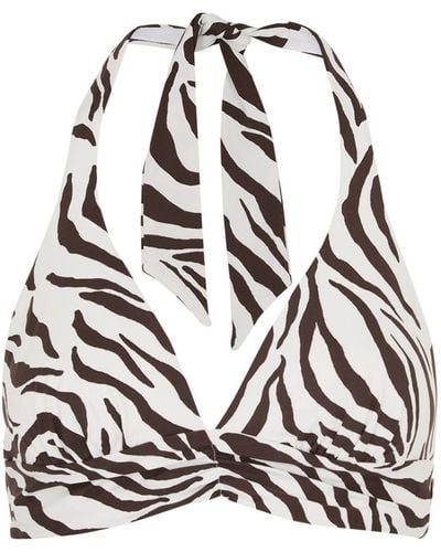 Max Mara Alberta Zebra-Print Bikini Top - Black