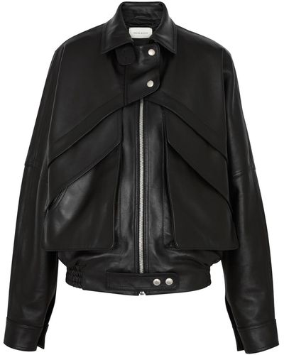 Magda Butrym Oversized Leather Jacket - Black