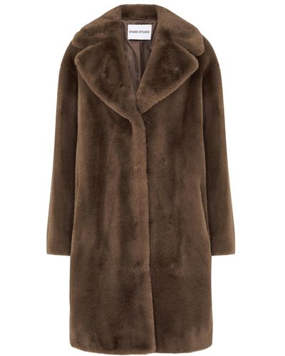 Stand Studio Camille Cocoon Faux Fur Coat - Brown