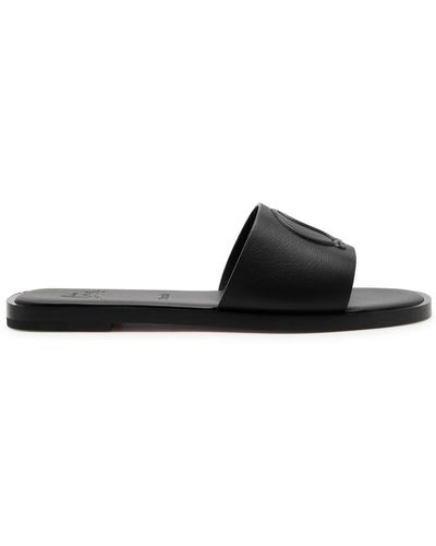 Christian Louboutin Cl Embossed Leather Sliders - Black