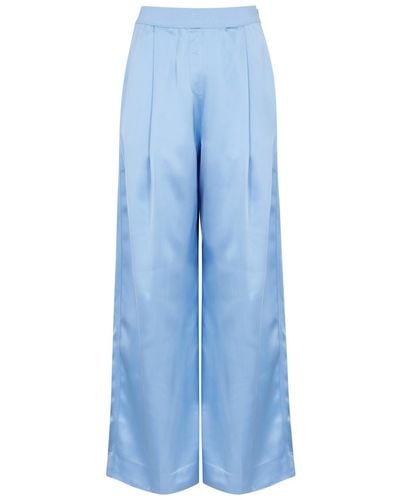 Stine Goya Ciara Wide-leg Satin Trousers - Blue