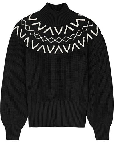Varley Marcie Fair-isle Ribbed-knit Sweater - Black