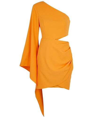 Lavish Alice Draped One-shoulder Mini Dress - Orange
