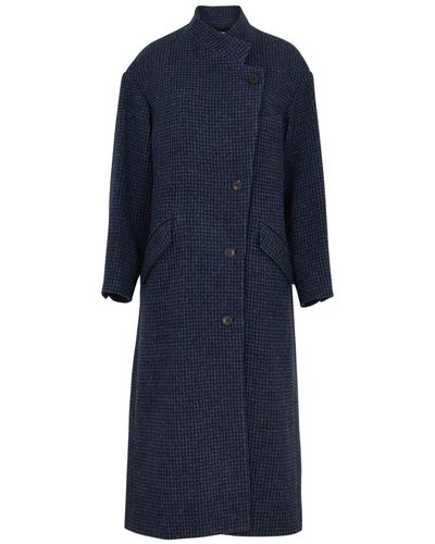 Isabel Marant Sabine Checked Wool Coat - Blue