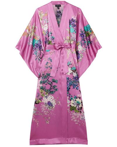 Meng Pink Silk Satin Kimono