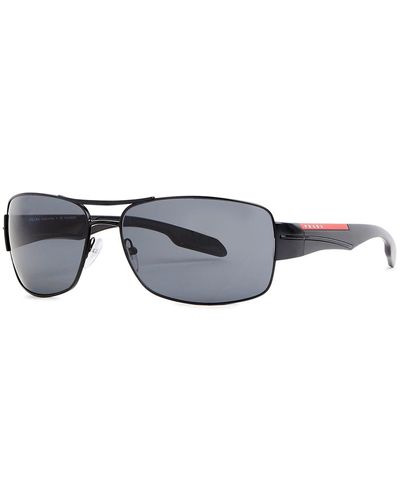 Prada Linea Rossa Polarised Rectangle-frame Sunglasses - Blue