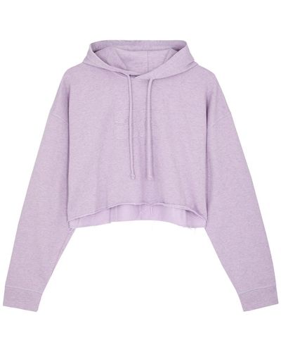 Ganni Isoli Hooded Cropped Cotton Sweatshirt - Purple