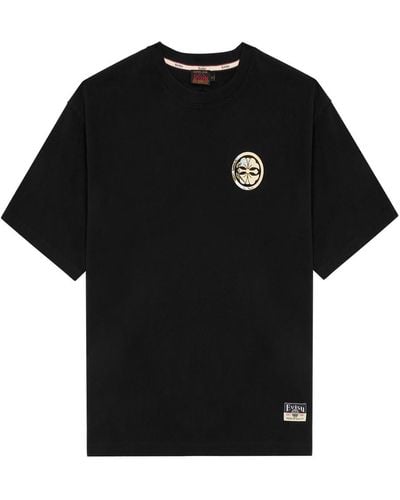 Evisu Kamon And The Great Wave Printed Cotton T-Shirt - Black