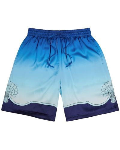 Casablancabrand Archway Place Vendome Printed Silk-satin Shorts - Blue
