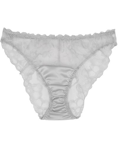 Fleur Of England Sigrid Grey Embroidered Lace Briefs