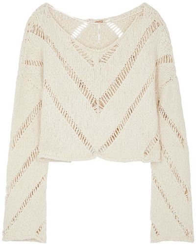 Free People Hayley Open-knit Cotton Sweater - Natural