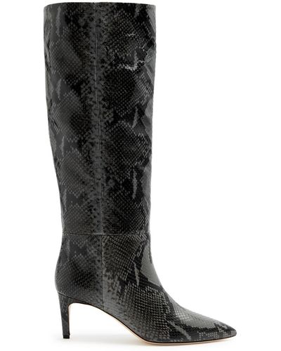 Paris Texas 60 Python-effect Leather Knee-high Boots - Black