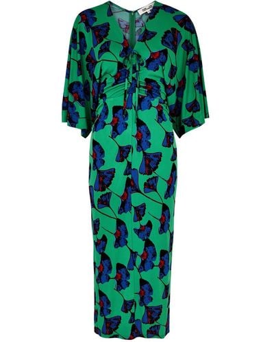 Diane von Furstenberg Valerie Floral-print Jersey Midi Dress - Green