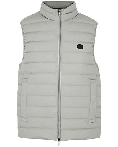 Emporio Armani Logo Quilted Shell Gilet - Gray