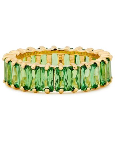 Rosie Fortescue Jewellery Crystal-Embellished 18Kt-Plated Ring - Green