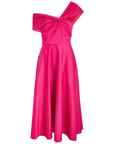 Roland Mouret Asymmetric Cotton-Poplin Midi Dress - Pink