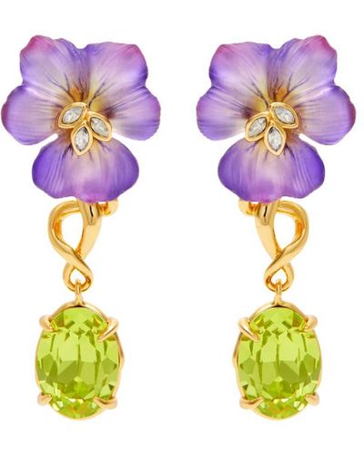 Alexis Pansy 14kt Gold-plated Drop Earrings - Purple