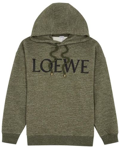 Loewe Logo-print Hooded Cotton Sweatshirt - Green