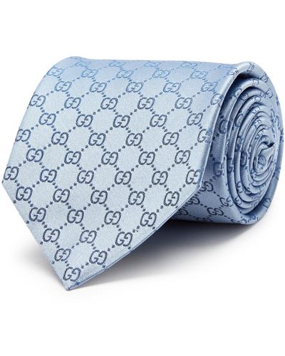 Gucci gg-jacquard Silk Tie - Blue