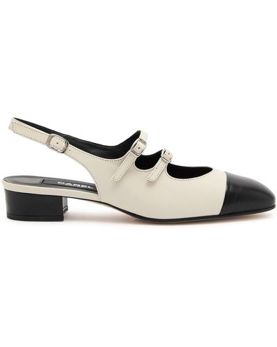 CAREL PARIS Abricot 20 Leather Slingback Mary Jane Court Shoes - White