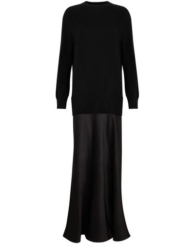Christopher Esber Monument Cashmere And Silk-Satin Maxi Dress - Black