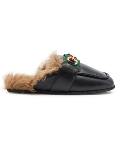 Gucci Airel Horsebit Fur And Leather Loafers - Black