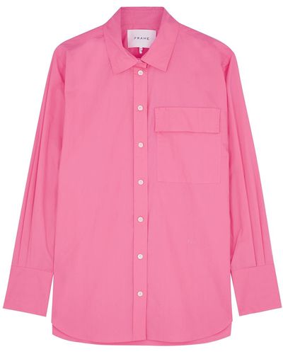 FRAME The Oversized Vacation Cotton Shirt - Pink
