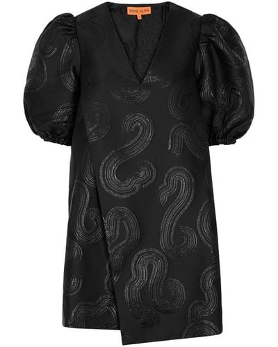 Stine Goya Brethel Metallic-jacquard Satin Mini Dress - Black
