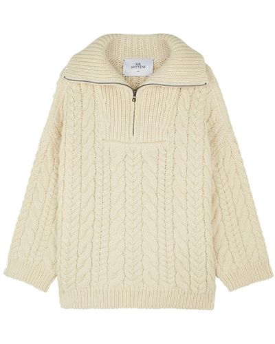 Mr. Mittens Half-Zip Cable-Knit Wool Sweater - Natural