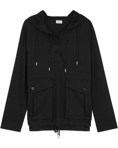 Dries Van Noten Hembes Hooded Cotton Sweatshirt - Black