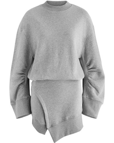 The Attico Ivory Stretch-Cotton Mini Sweatshirt Dress - Grey