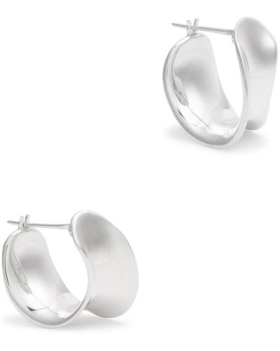 AGMES Laila Mini Sterling Hoop Earrings - White