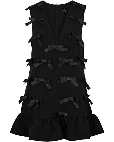 Sister Jane Bloom Bow-Embellished Mini Dress - Black