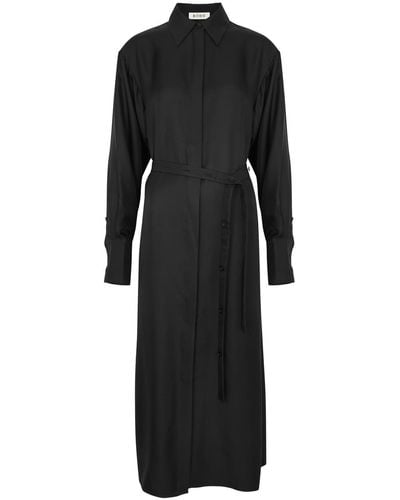 Rohe Open-Back Silk-Satin Midi Shirt Dress - Black