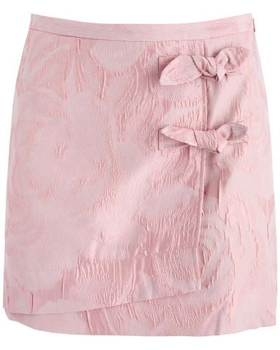Ganni Floral-Jacquard Cloqué Mini Skirt - Pink