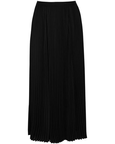 Balenciaga Pleated Chiffon Midi Skirt - Black
