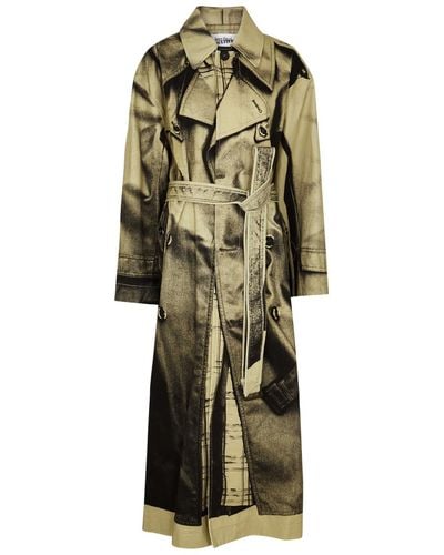 Jean Paul Gaultier Trompe'Oeil Printed Cotton Trench Coat - Natural