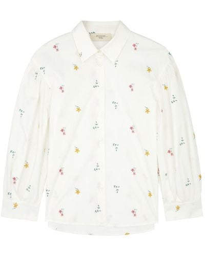 Weekend by Maxmara Villar Floral-embroidered Cotton Shirt - White