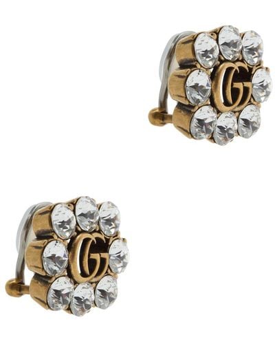 Gucci Gg-Embellished Clip-On Earrings - White