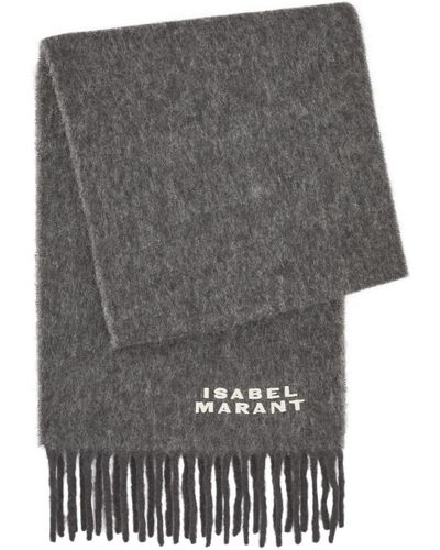 Isabel Marant Firny Logo-embroidered Alpaca-blend Scarf - Grey