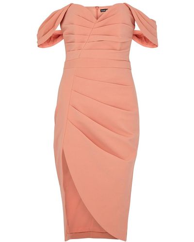 Lavish Alice Off-the-shoulder Midi Dress - Multicolor