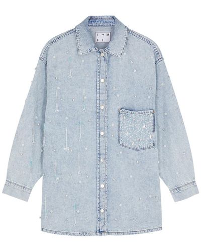 In the mood for love Downtown Crystal-embellished Denim Shirt - Blue