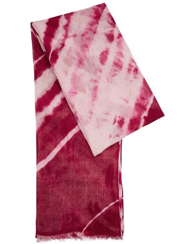 Denis Colomb Angkor Wat Tie-dye Silk-blend Scarf - Red