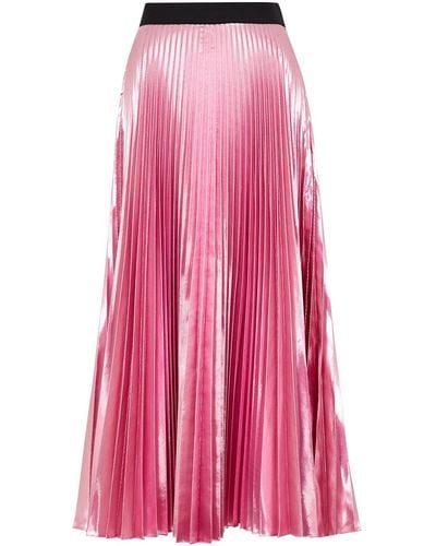 Christopher Kane Pink Pleated Lamé Midi Skirt